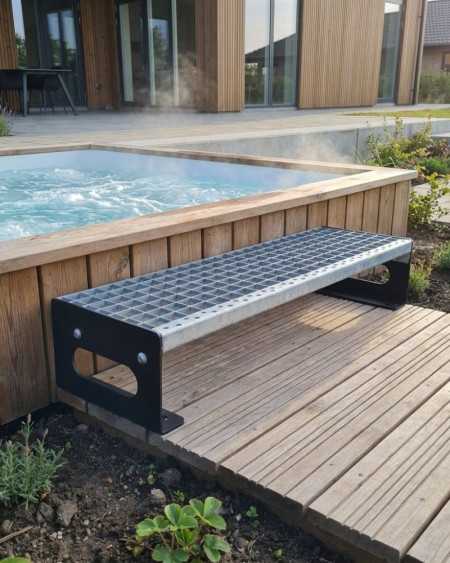 escalier 1 marche pour accès spa et piscine
