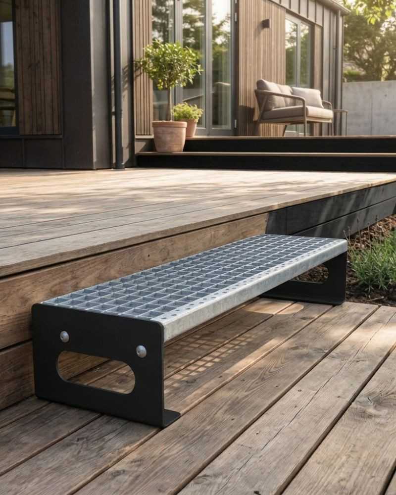 marche pied terrasse 1 marche en acier ultra résistant