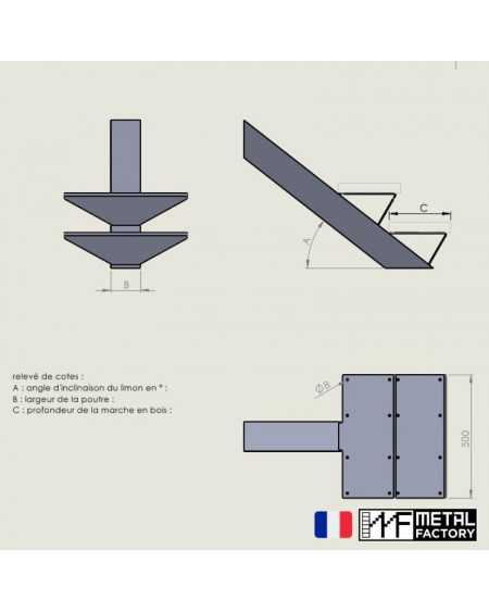 schéma support de marche CURVE METAL sur mesure