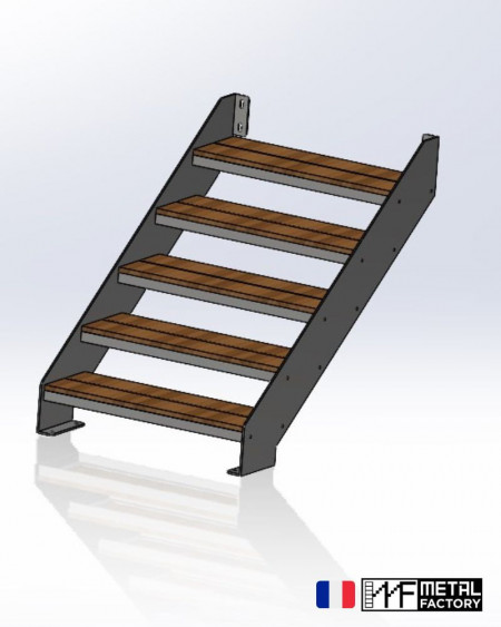 exemple avec 2 lames de terrasse en bois l'une derrière l'autre - fixation des lames par le dessous pour une finition parfaite