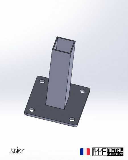 pied de poteau emboitable pour insérer un tube 40x40x2 ou un tube 30x30x2 mm