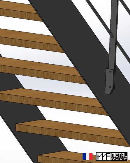 vue des rambardes fixées sur les limons