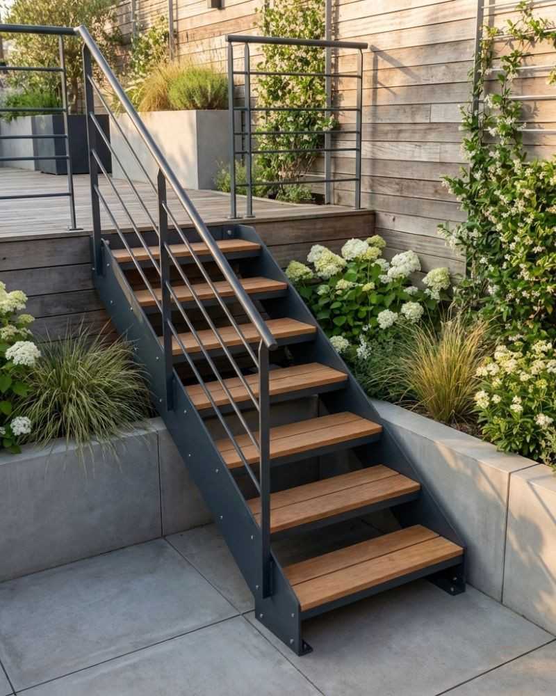 Escalier M tal Ext rieur Sur Mesure Acier Galvanis Ou Thermolaqu 