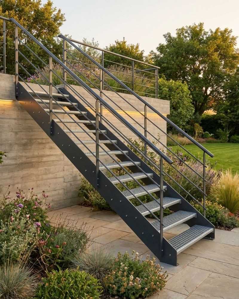 escalier extérieur en métal sur mesure