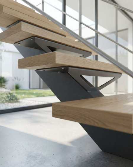 exemple d'escalier droit en métal avec support de marche à souder SHIFT METAL