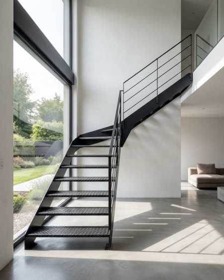 escalier quart tournant métal intérieur sur mesure