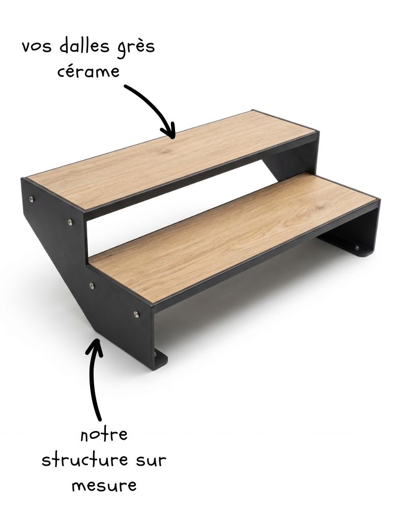escalier droit extérieur grès cérame