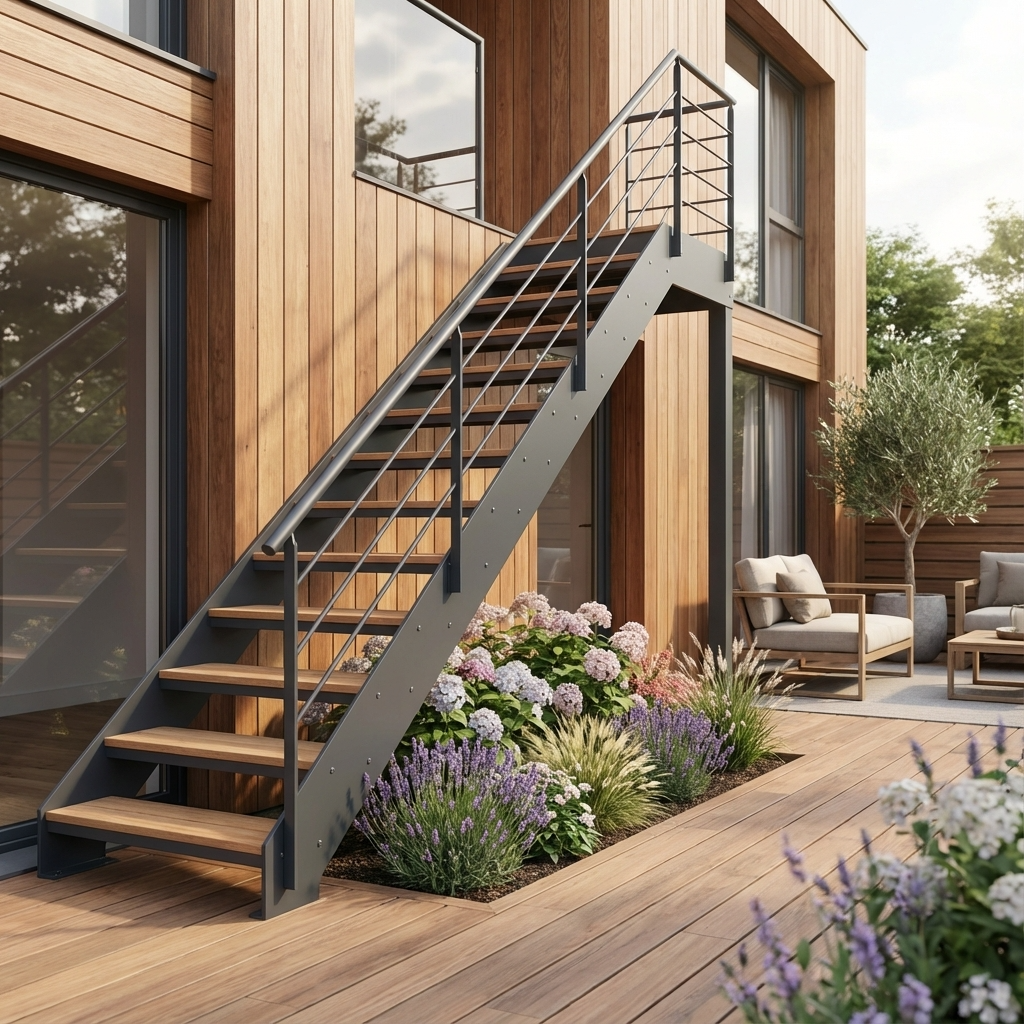 escalier droit extérieur